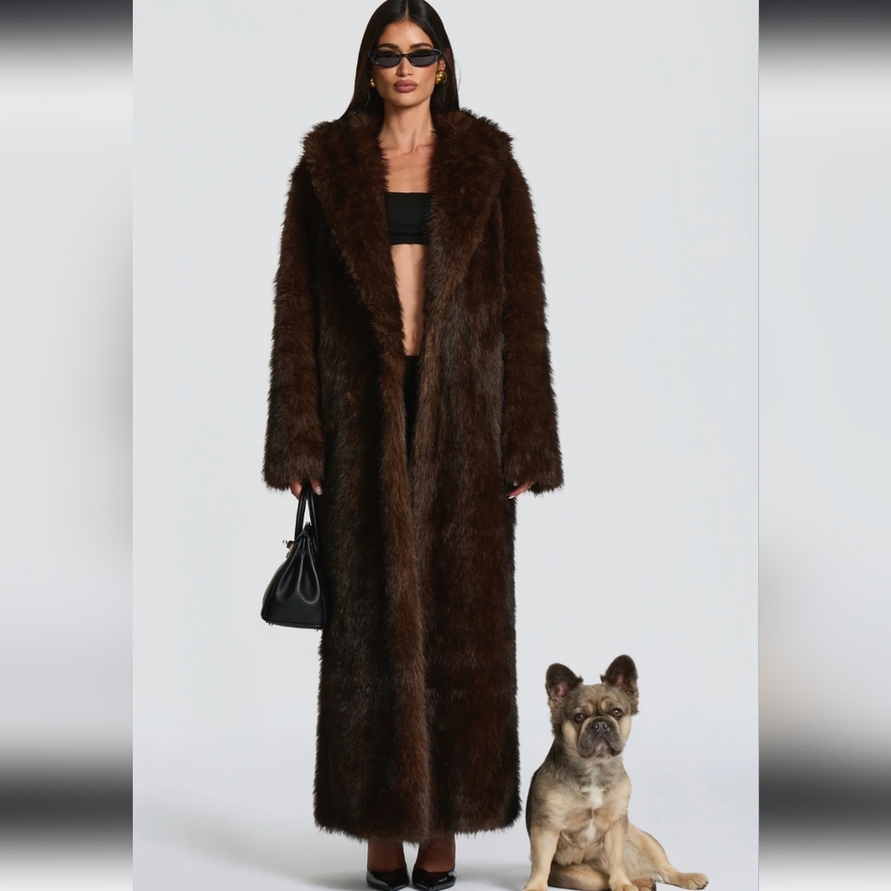 SOLD DO NOT BUY Faux Fur Coat Brown Long